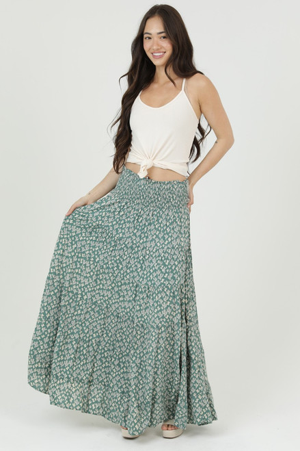 Tiered Boho Maxi Skirt *Cactus Print*