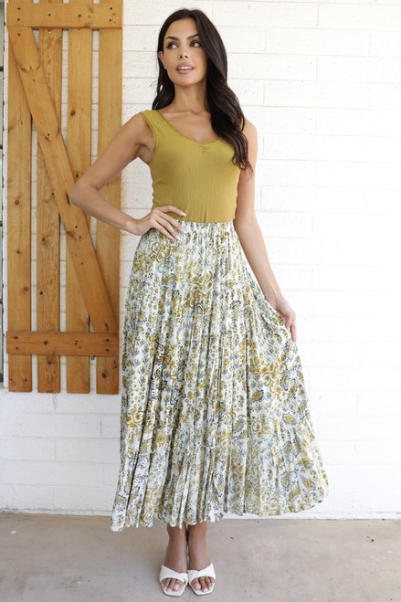 Tiered Boho Maxi Skirt *Pistachio*