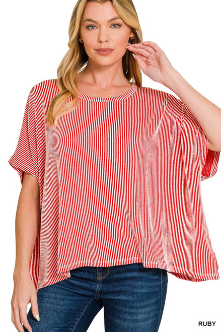 Ribbed Knit Dolman Top *Ruby*