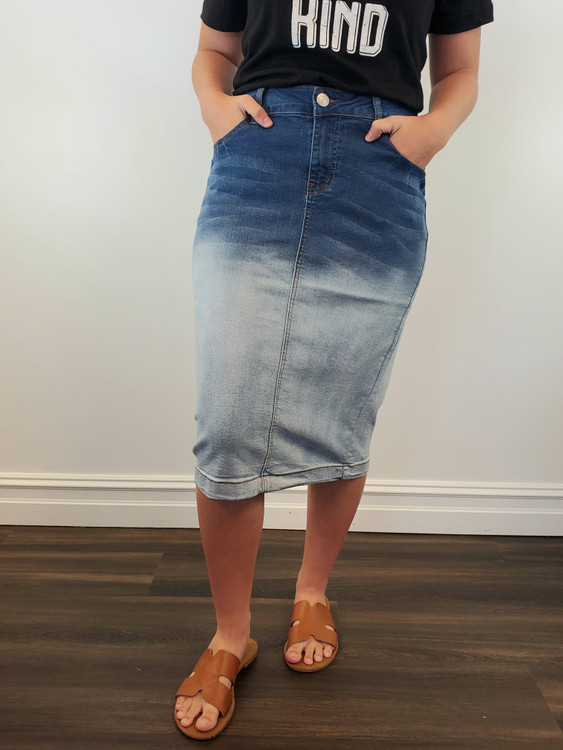 faded denim skirt