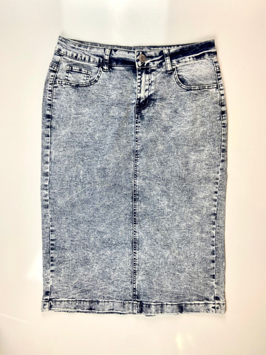 KRISTY PLEATED STONE WASH DENIM MINI SKIRT in denim