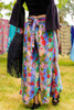 GINA Boho Chic Silk Flared Pants with Pockets in Whimsical one size