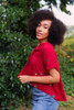 INDRA Boho Chic Printed Silk Crop Top in Ruby Jewel One Size