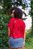 INDRA Boho Chic Printed Silk Crop Top in Ruby Jewel One Size