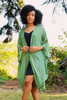 DAYA Loose Drape Bohemian Chignon Silk Robe in Taj Turquoise One Size