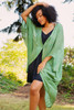 DAYA Loose Drape Bohemian Chignon Silk Robe in Taj Turquoise One Size