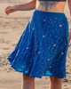 PAMELA Hippy Chic Embroidered Boho Silk Skirt with Pockets in Diamond Sea OS