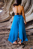 GINA Pure Silk Boho Chic Silk Flared Pants S/M in Cobalt Ocean