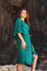 MYRA Bell Sleeve Silk Wrap Kimono Dress in Emerald Love One Size