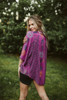 ASHKA Sequin Bohemian Silk Crop Kimono Shrug in Block Print Punch