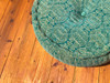 OTTOMAN Round Boho Chic Quilted Silk Floor Cushion Pillow Pouf in Turquoise Teal