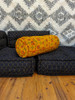 Indie Ella Copy of Bodega BOLSTER Boho Chic Quilted Silk Back Cushion Cylinder Pillow in Marmalade