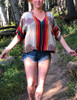 NALA Oversize Bohemian Chic Silk Tunic Blouse in Mandala Stripe