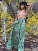 Indie Ella HELENA Bohemian Silk Plunge Neck Maxi Dress in Forest Walk 