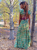 Indie Ella HELENA Bohemian Silk Plunge Neck Maxi Dress in Forest Walk 