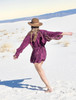 Indie Ella CATALINA Butterfly Sleeve Circle Cut Silk Tunic Dress in Plum Sparkle Rock (One Size) 