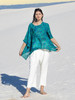 Indie Ella CAMILLE Oversized Flowy Silk Bohemian Chic Tunic Blouse in Teal Green (OS) 