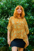 CAMILLE Oversized Silk Boho Chic Tunic Blouse in Mustard Flower