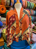 ASHKA Boho Luxury Upcycled Silk Crop Kimono Shrug in Fall Byzantium