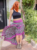 FLAMENCO Ruffle Trim Silk Dancing Skirt in Purple Paisley (Large)