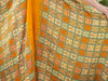 VENUS MAXI Stunning V-Neck Bohemian Printed Silk Dress in Checkered Tangerine