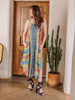 TAARA Silk Print Spaghetti Strap Maxi Dress in County Fair