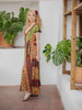 VENUS MAXI Stunning V-Neck Bohemian Printed Silk Dress in Navaratri Festival