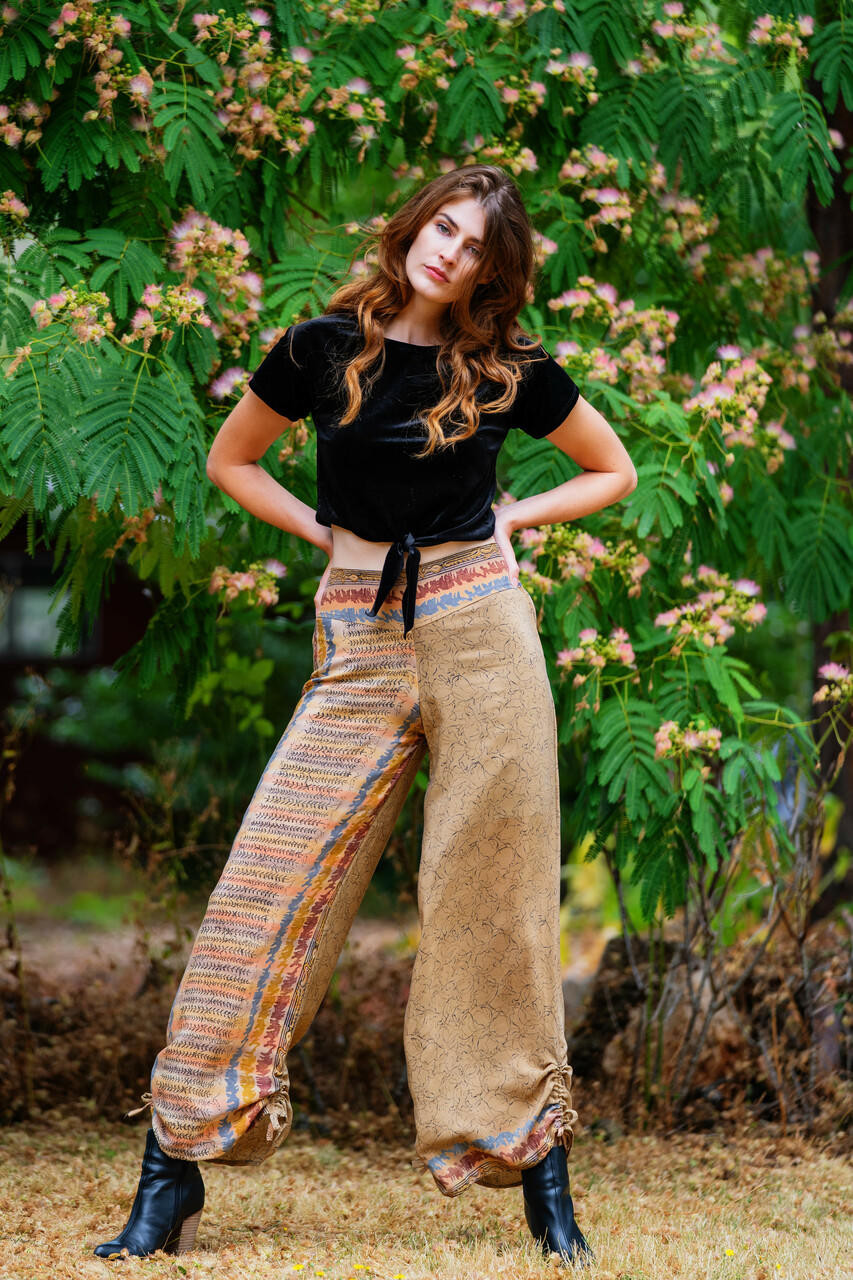 Blue Print Bohemian Style Baggy Pants | Wholesale Boho Clothing