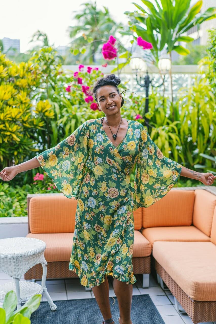 ANYA Butterfly Sleeve Sequin Silk Wrap 