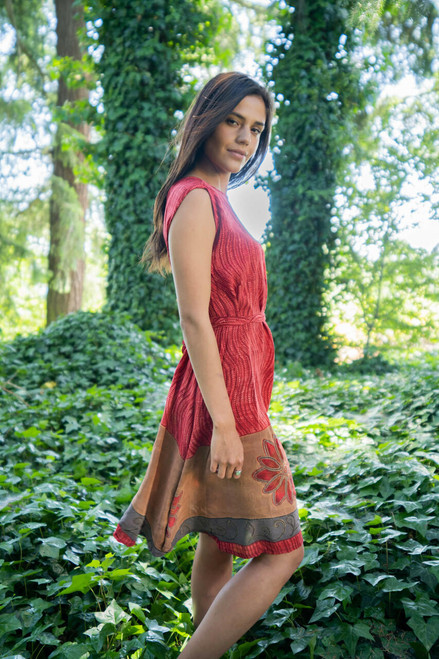 LUCY Sleveless A-line Flowy Silk Dress with Pockets medium in Crimson Wave LUCY Sleveless A-line Flowy Silk Dress with Pockets medium in Crimson Wave