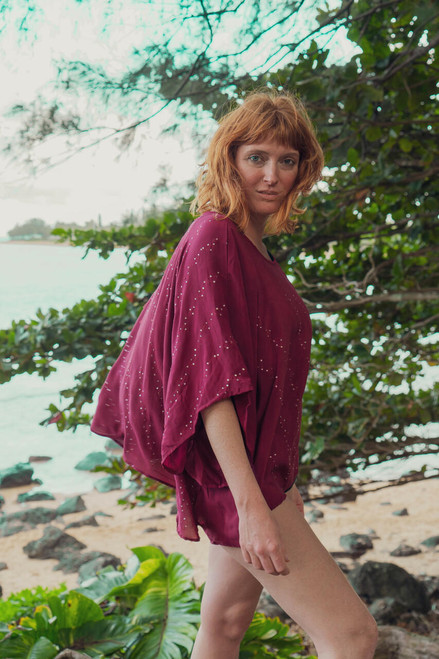 MAAHI Oversized Silk Tunic Blouse in Diamond in the Rust one size MAAHI Oversized Silk Tunic Blouse in Diamond in the Rust one size