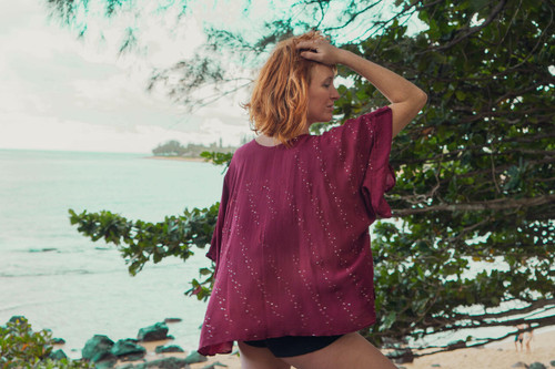 MAAHI Oversized Silk Tunic Blouse in Diamond in the Rust one size MAAHI Oversized Silk Tunic Blouse in Diamond in the Rust one size