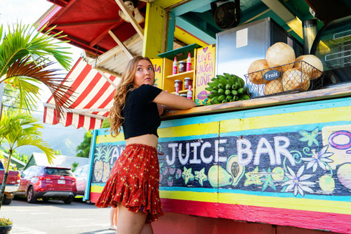 MAALAYI Flirty Chignon Silk Double Layer Tiered Skirt in Burnt Sun one Size MAALAYI Flirty Chignon Silk Double Layer Tiered Skirt in Burnt Sun one Size