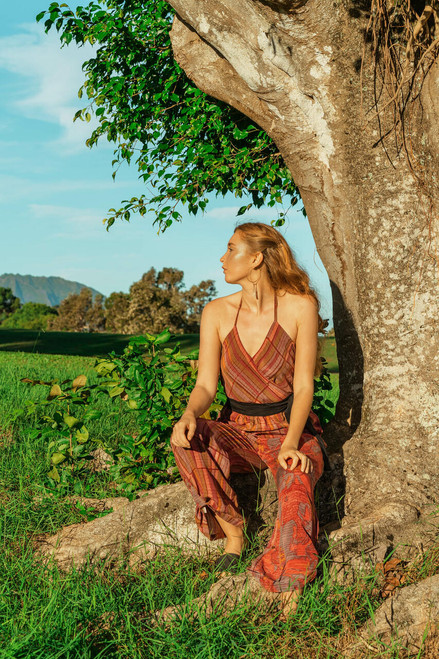 PALOMA Halter Neck Printed Silk Jumpsuit in Sweet Line onesize PALOMA Halter Neck Printed Silk Jumpsuit in Sweet Line onesize