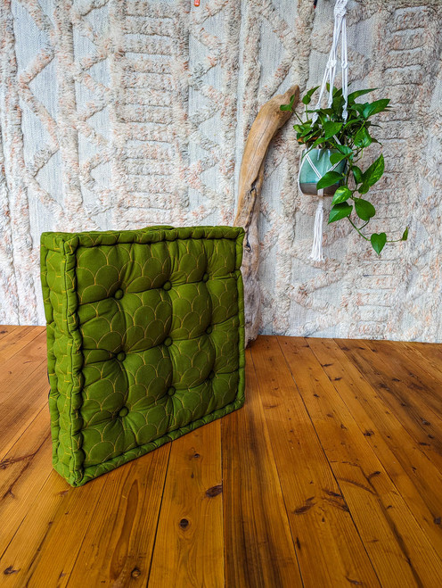 LARK Bohemian Floor Meditation Cushion in Green Canvas