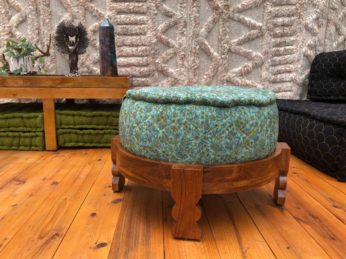 Tall CHOKI Round Wooden Side Table and Convertible OTTOMAN Stool (Cushion  not Included) 16 High - Indie Ella Lifestyle