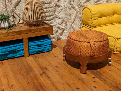 Tall CHOKI Round Wooden Side Table and Convertible OTTOMAN Stool (Cushion  not Included) 16 High - Indie Ella Lifestyle