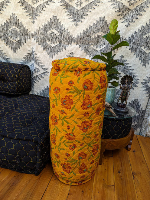 Indie Ella Copy of Bodega BOLSTER Boho Chic Quilted Silk Back Cushion Cylinder Pillow in Marmalade Indie Ella Copy of Bodega BOLSTER Boho Chic Quilted Silk Back Cushion Cylinder Pillow in Marmalade