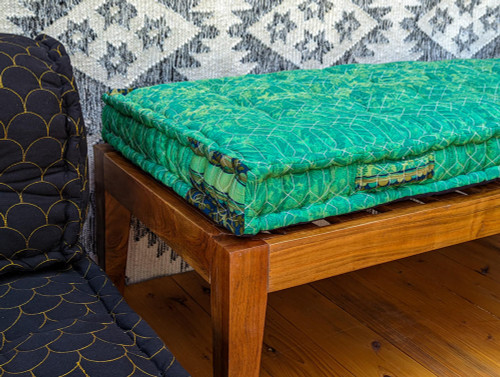 Indie Ella Double LARK Bohemian Quilted Silk French Mattress Cushion in Pattern C Indie Ella Double LARK Bohemian Quilted Silk French Mattress Cushion in Pattern C