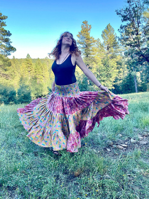 Indie Ella BOBBIN Tiered Multi Way Boho Silk Skirt Dress in Rainbow Dance One Size Indie Ella BOBBIN Tiered Multi Way Boho Silk Skirt Dress in Rainbow Dance One Size