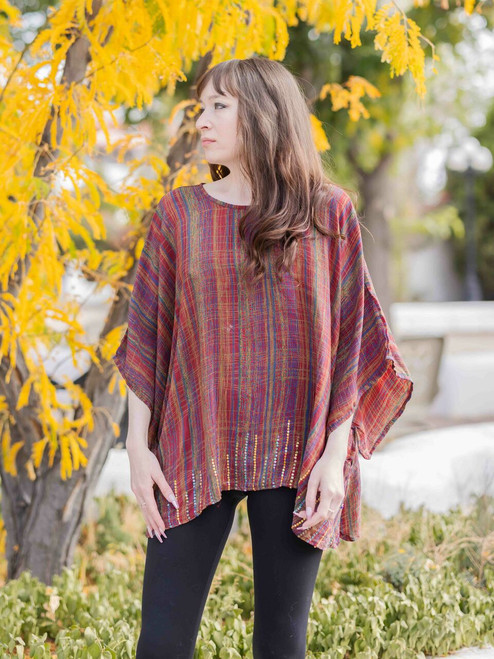 MAAHI Oversized Silk Tunic Blouse in Mackinaw (one size)  MAAHI Oversized Silk Tunic Blouse in Mackinaw (one size)