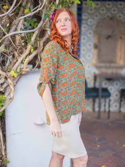TALYNN Printed Silk Blouse in Paisley Multi (sm/med) TALYNN Printed Silk Blouse in Paisley Multi (sm/med)
