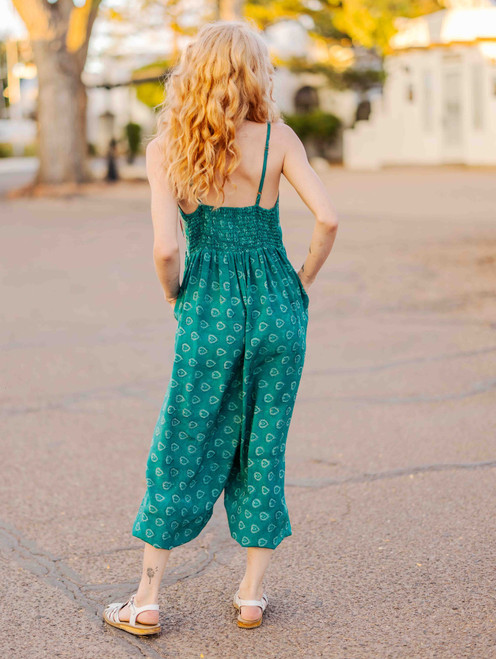 AURORA Boho Saree Silk Jumpsuit Playsuit Romper with Pockets in Turq Heart  (one size) AURORA Boho Saree Silk Jumpsuit Playsuit Romper with Pockets in Turq Heart  (one size)