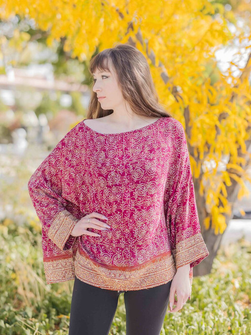 ORANIA Oversized Silk Tunic Blouse in Celebration (one size) ORANIA Oversized Silk Tunic Blouse in Celebration (one size)