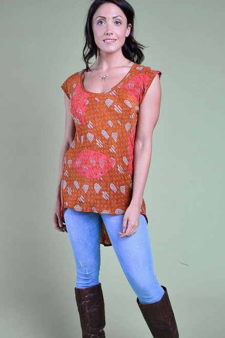 Indie Ella DEVON Silk Tunic Top in Rusted Leaf Med/ Lg Indie Ella DEVON Silk Tunic Top in Rusted Leaf Med/ Lg