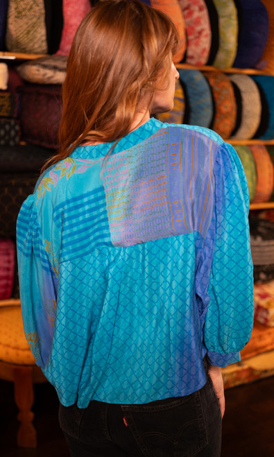 turquoise peasant blouse