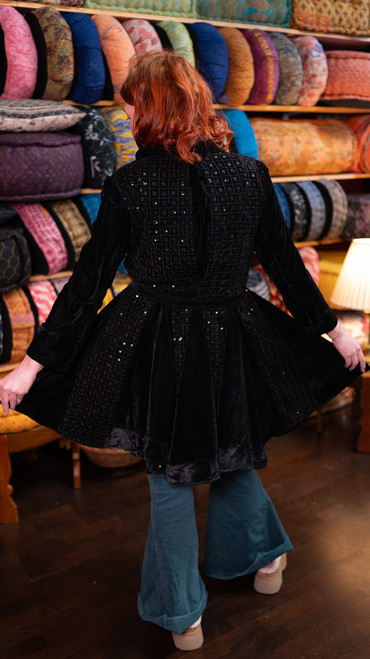 RAJKUMARI Velvet Evening Multi Panel Coat in Night Sky  (Med/Large)