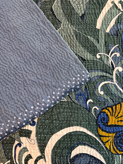 MAHARAJA Traditional Rajasthan Hand Stitched Pure SILK KANTHA Quilt Blanket in Pattern J (One of A Kind) MAHARAJA Traditional Rajasthan Hand Stitched Pure SILK KANTHA Quilt Blanket in Pattern J (One of A Kind)