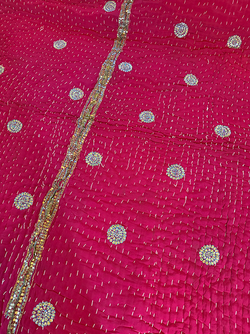 MAHARAJA Traditional Rajasthan Hand Stitched Pure SILK KANTHA Quilt Blanket in Pattern M (One of A Kind) MAHARAJA Traditional Rajasthan Hand Stitched Pure SILK KANTHA Quilt Blanket in Pattern M (One of A Kind)