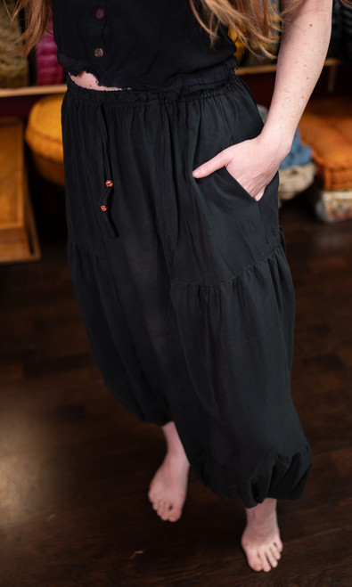 BALAREE Silk Harem Pants in Black Onyx (One Size)